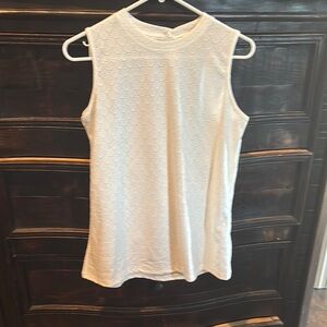 Sleeveless White Textured Top